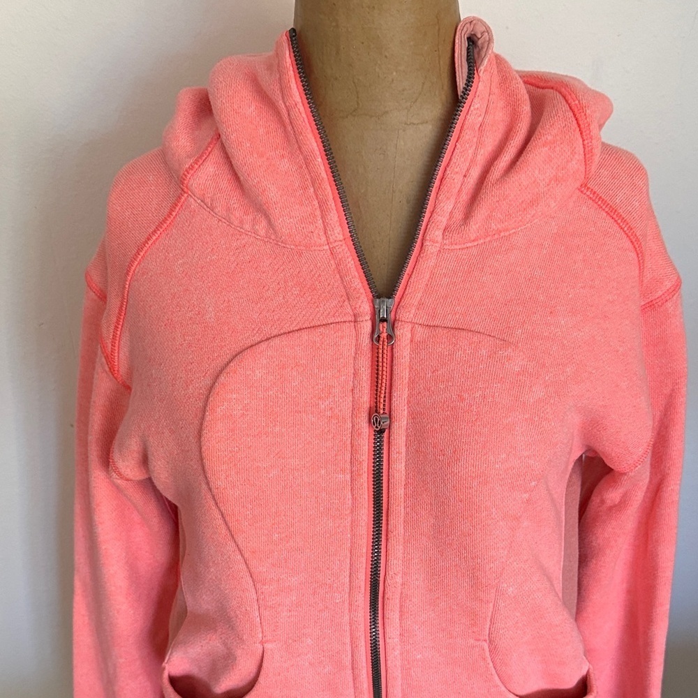 Lululemon sz 4 hot salmon pink Scuba Pink Zip-Up Hoodie great pre owned cond - Picture 3 of 8